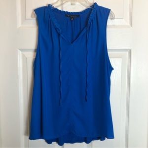 Zac & Rachel Petite Sleeveless Ruffle V-Neck with Tie Blouse  Size PL